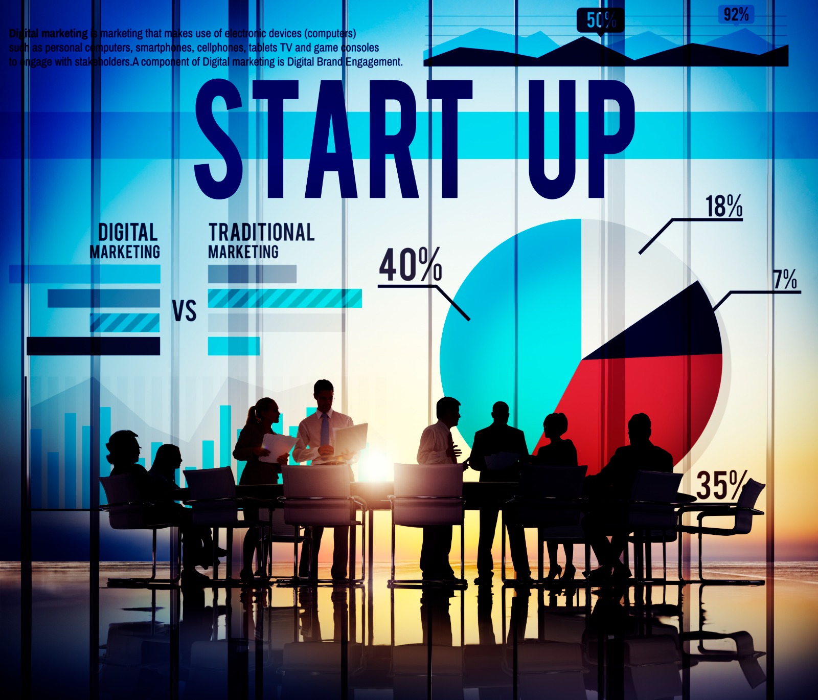 Business start-up planning with various office supplies